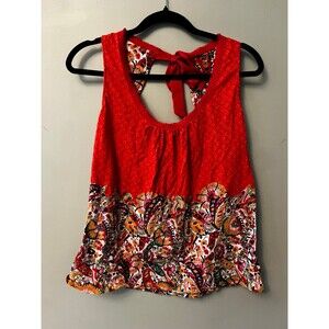 Women’s Alemi + Kin Red Open back Shirt Top Blouse Tieback M